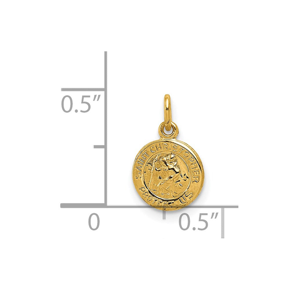 Million Charms 14K Yellow Gold Themed Religious Saint Christopher Medal Charm