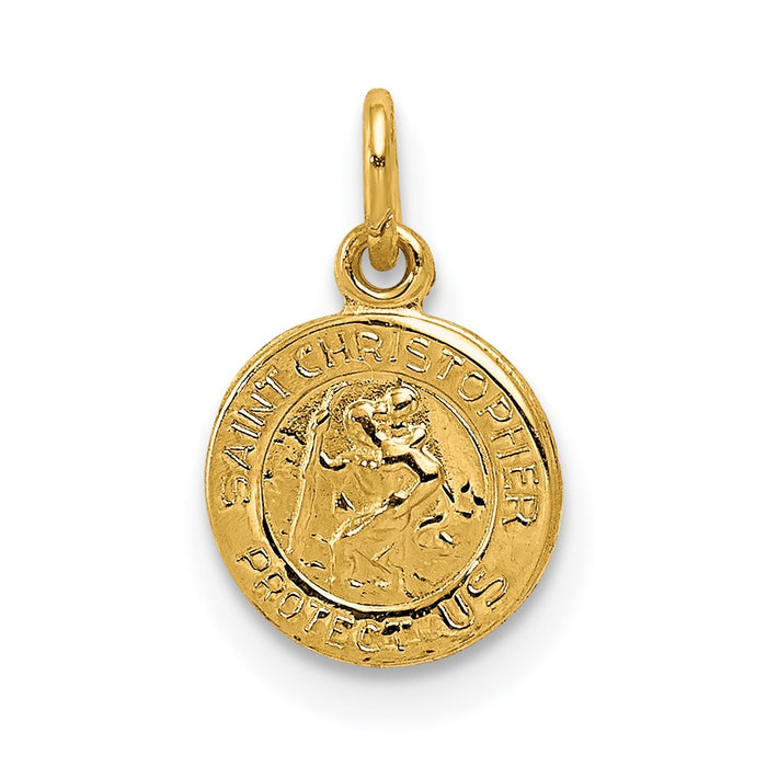 Million Charms 14K Yellow Gold Themed Religious Saint Christopher Medal Charm