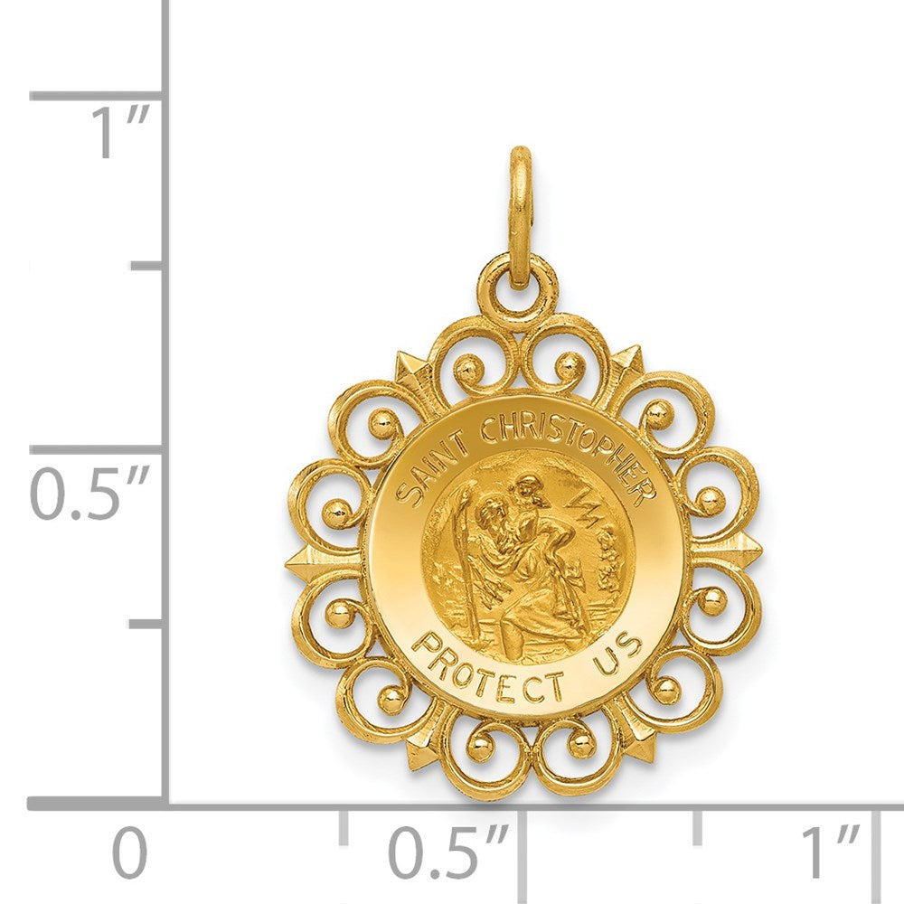 Million Charms 14K Yellow Gold Themed Religious Saint Christopher Medal Charm