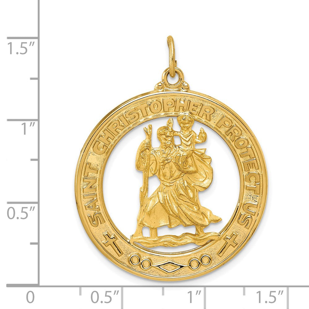 Million Charms 14K Yellow Gold Themed Religious Saint Christopher Medal Pendant