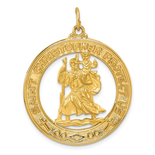 Million Charms 14K Yellow Gold Themed Religious Saint Christopher Medal Pendant