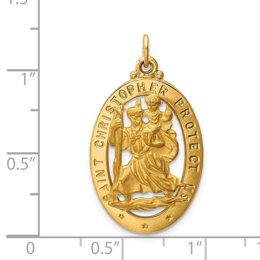 Million Charms 14K Yellow Gold Themed Religious Saint Christopher Medal Pendant