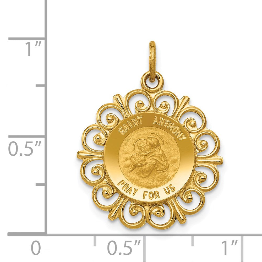 Million Charms 14K Yellow Gold Themed Religious Saint Anthony Medal Charm