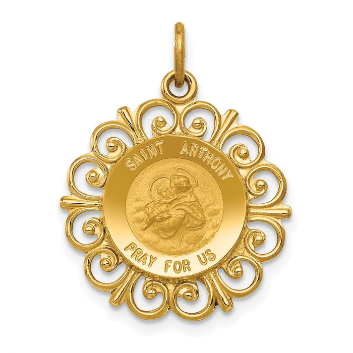 Million Charms 14K Yellow Gold Themed Religious Saint Anthony Medal Charm