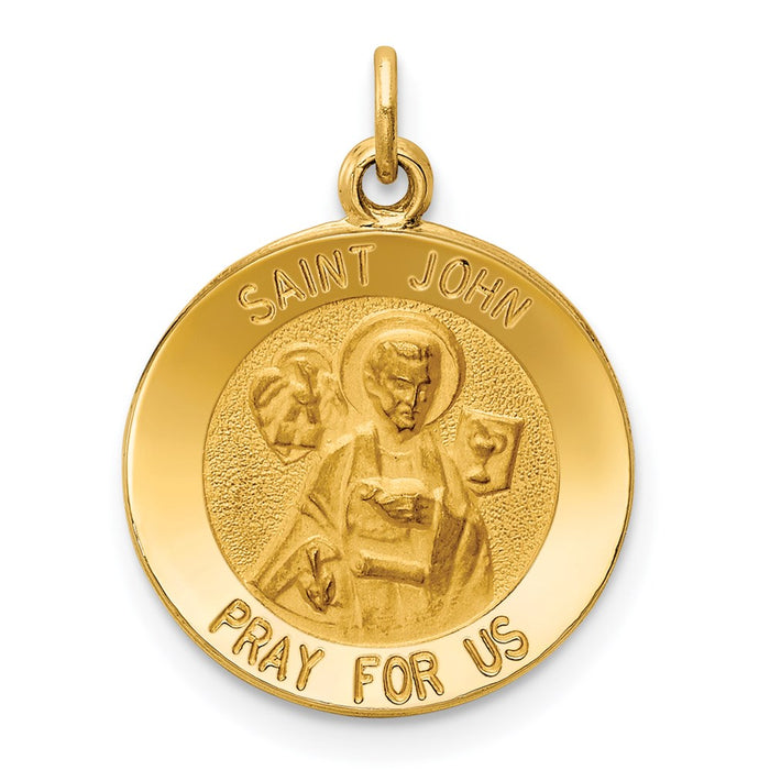 Million Charms 14K Yellow Gold Themed Religious Saint John Medal Charm