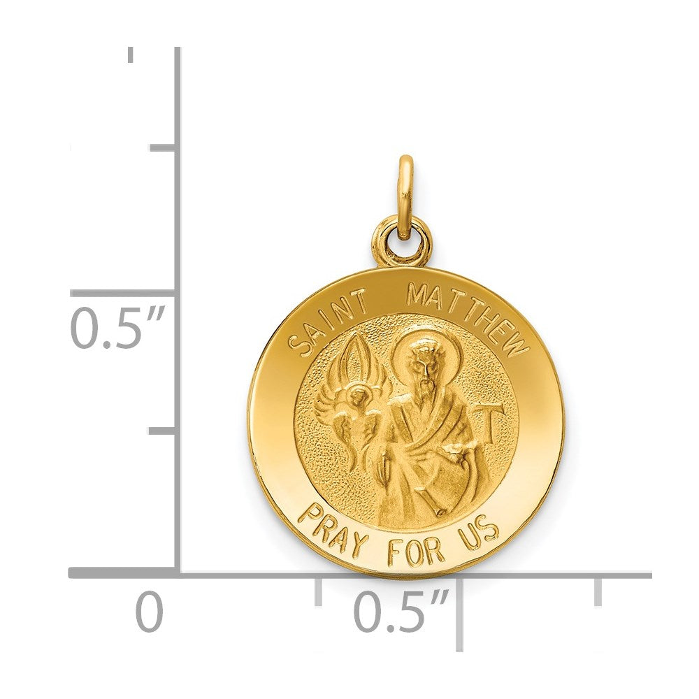 Million Charms 14K Yellow Gold Themed Religious Saint Matthew Medal Charm
