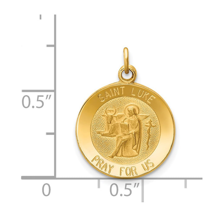 Million Charms 14K Yellow Gold Themed Religious Saint Luke Medal Charm