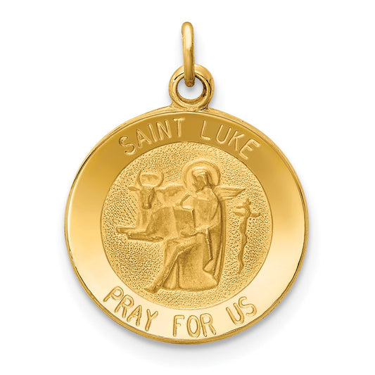 Million Charms 14K Yellow Gold Themed Religious Saint Luke Medal Charm