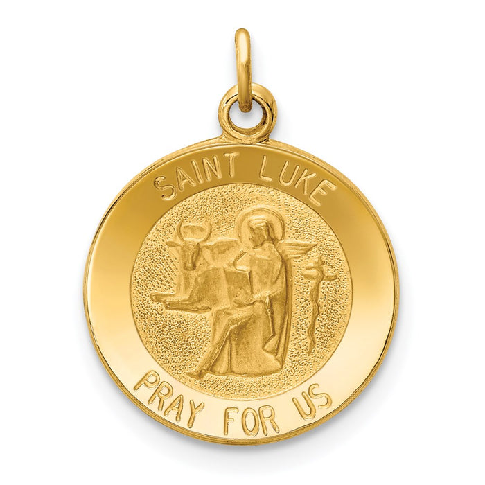 Million Charms 14K Yellow Gold Themed Religious Saint Luke Medal Charm