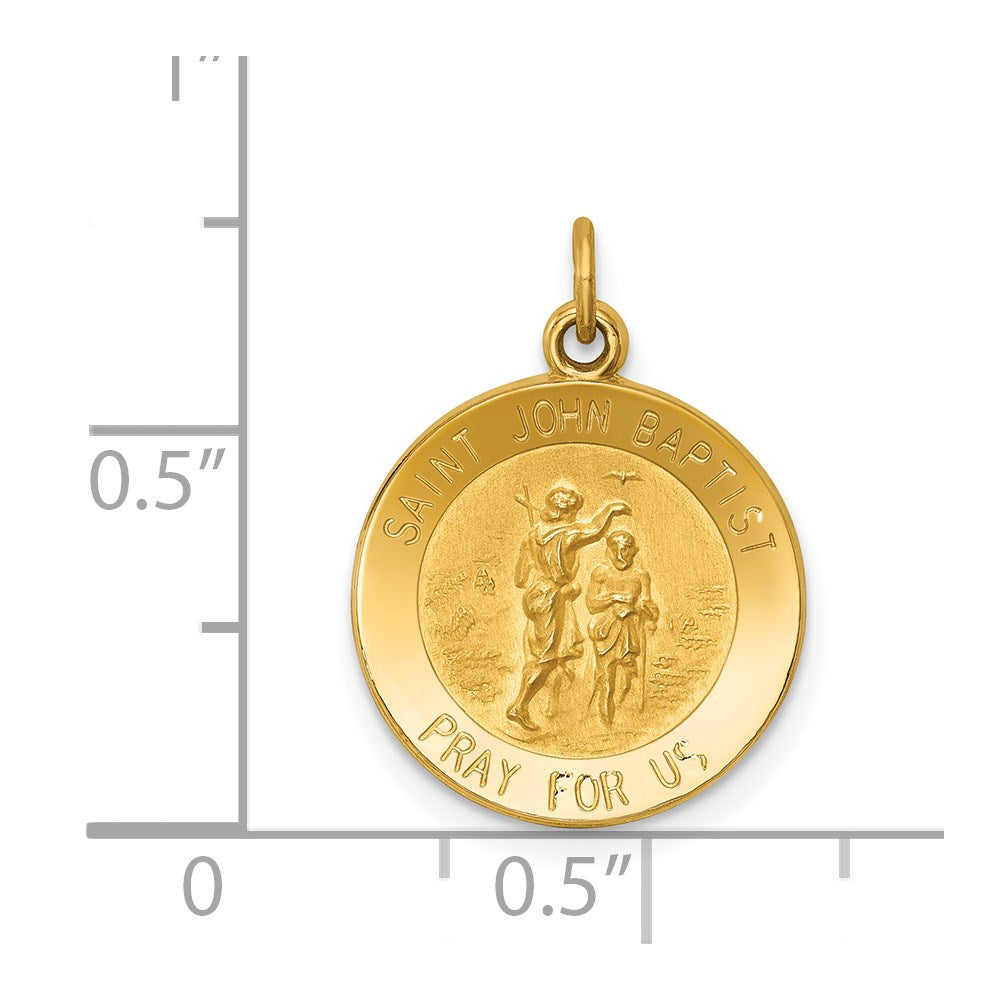 Million Charms 14K Yellow Gold Themed Religious Saint John Baptist Medal Charm