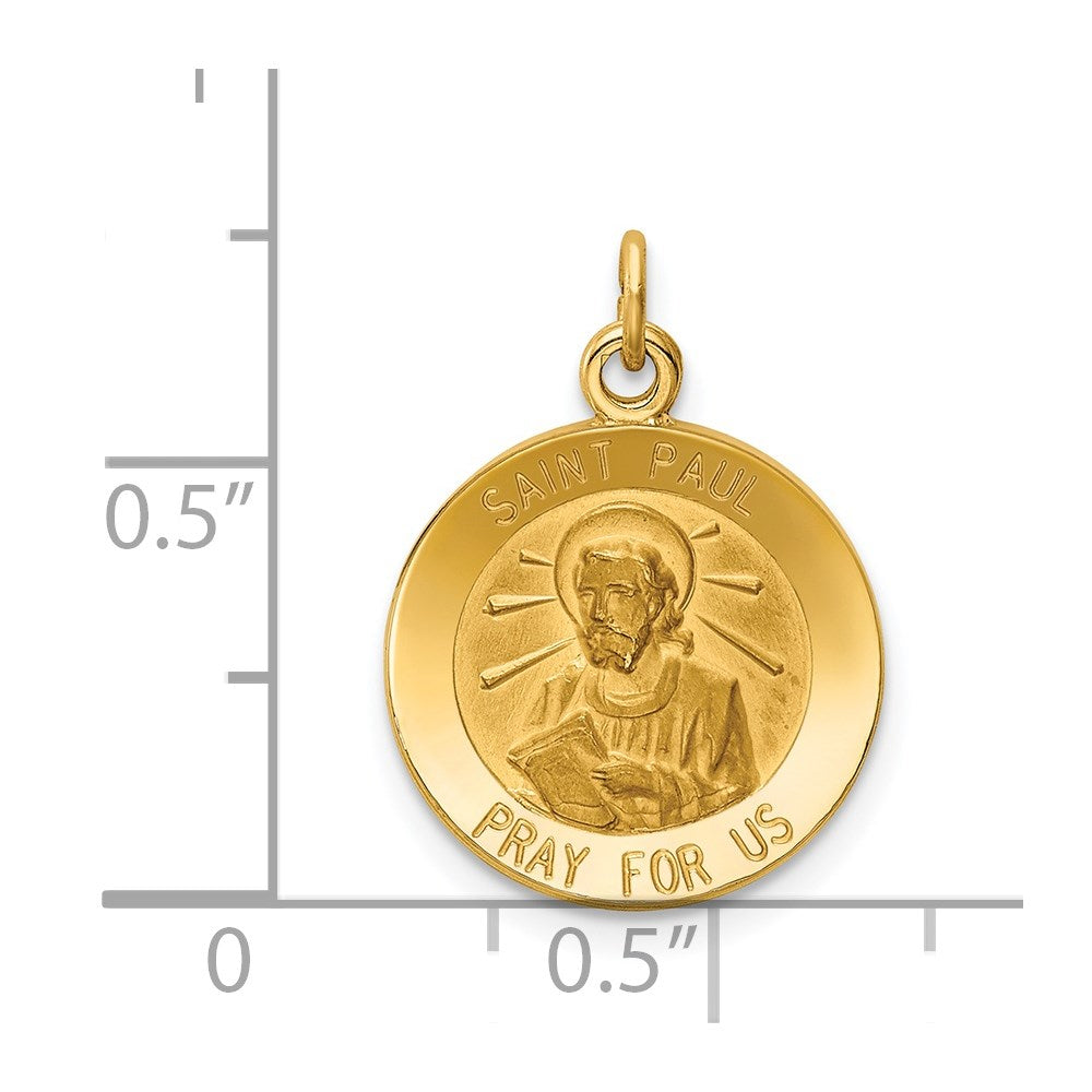 Million Charms 14K Yellow Gold Themed Religious Saint Paul Medal Charm