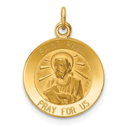 Million Charms 14K Yellow Gold Themed Religious Saint Paul Medal Charm