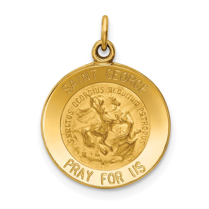 Million Charms 14K Yellow Gold Themed Religious Saint George Medal Charm