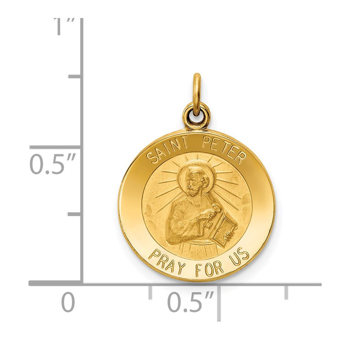 Million Charms 14K Yellow Gold Themed Religious Saint Peter Medal Charm