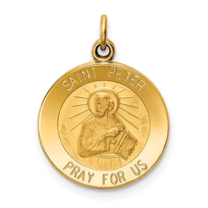 Million Charms 14K Yellow Gold Themed Religious Saint Peter Medal Charm