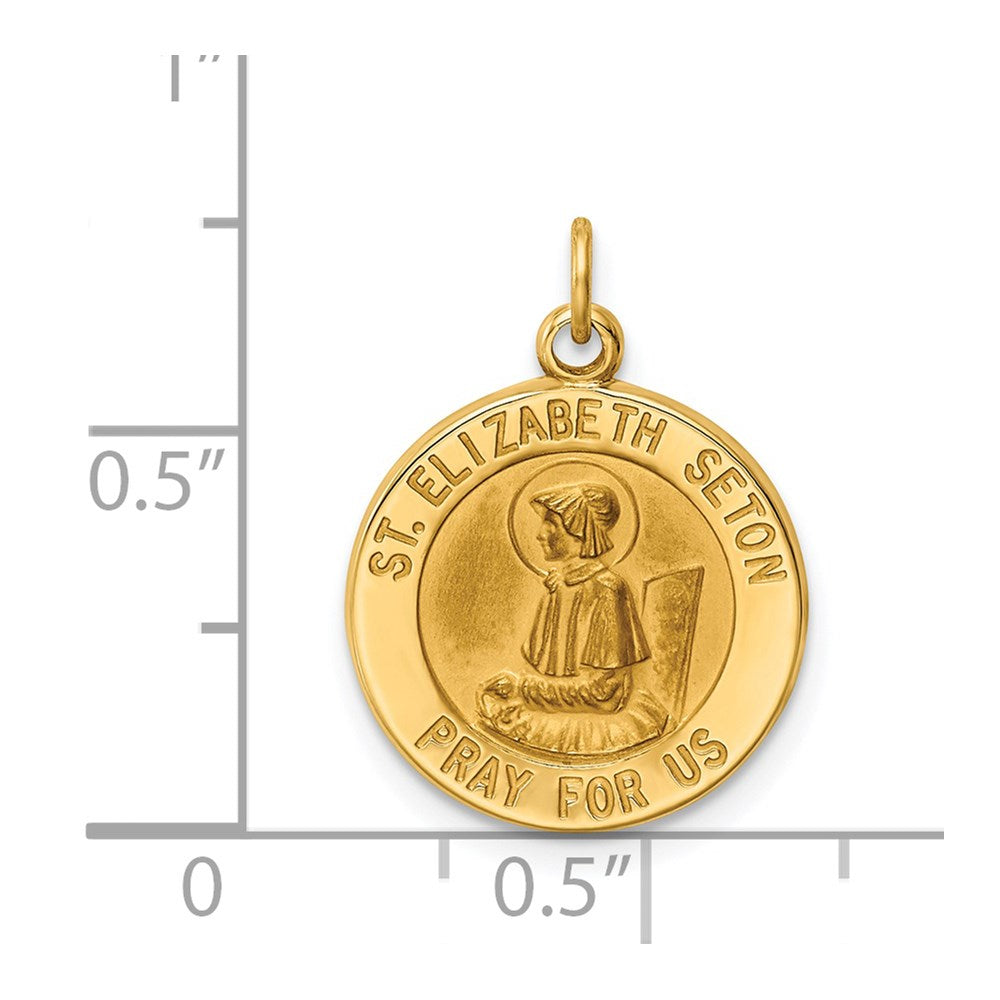 Million Charms 14K Yellow Gold Themed Religious Saint Elizabeth Seton Medal Charm