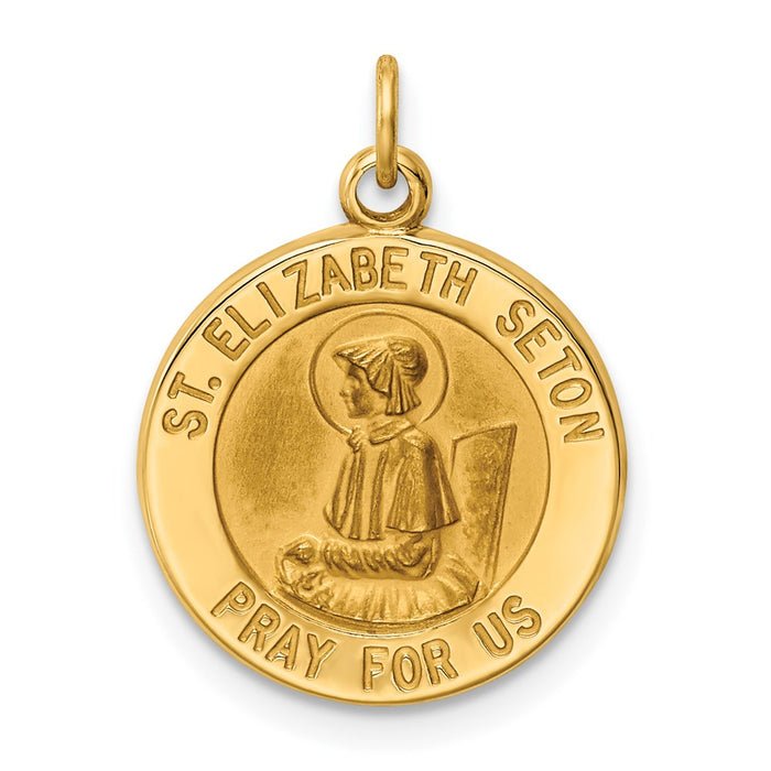 Million Charms 14K Yellow Gold Themed Religious Saint Elizabeth Seton Medal Charm