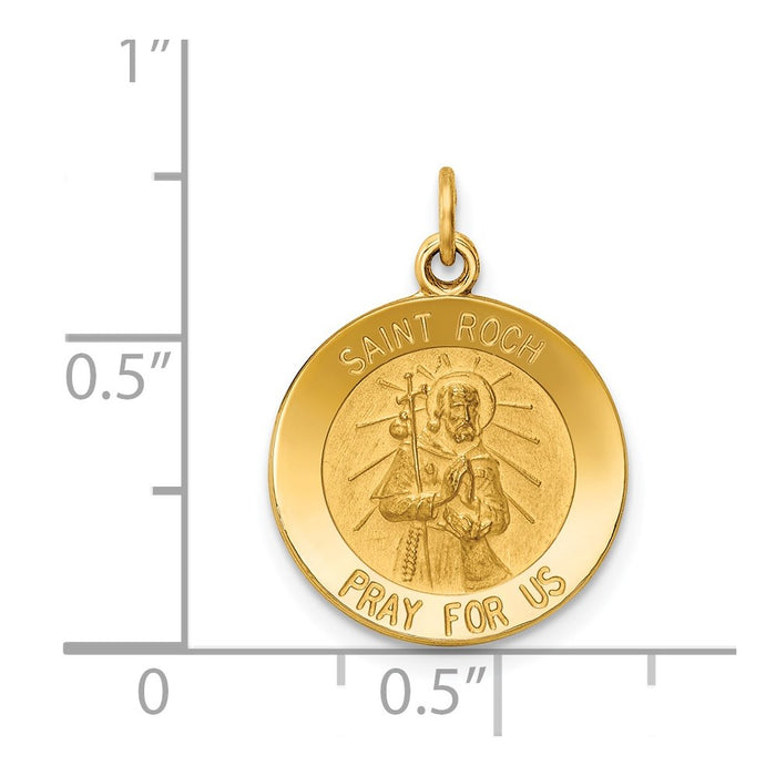 Million Charms 14K Yellow Gold Themed Religious Saint Roch Medal Charm