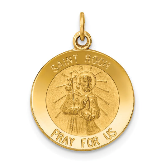 Million Charms 14K Yellow Gold Themed Religious Saint Roch Medal Charm