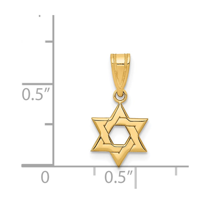 Million Charms 14K Yellow Gold Themed Religious Jewish Star Of David Pendant