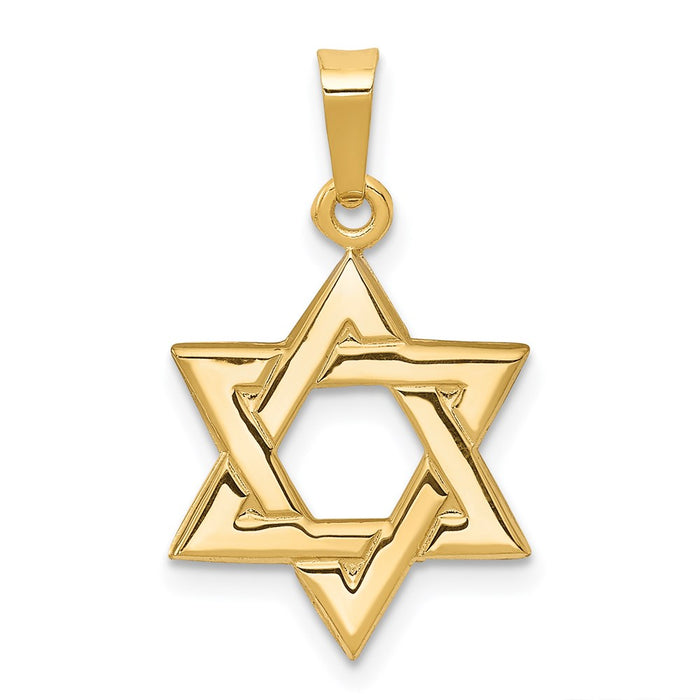 Million Charms 14K Yellow Gold Themed Religious Jewish Star Of David Pendant