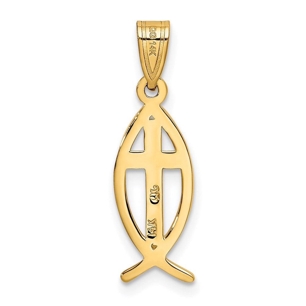 Million Charms 14K Yellow Gold Themed Ichthus Fish Pendant