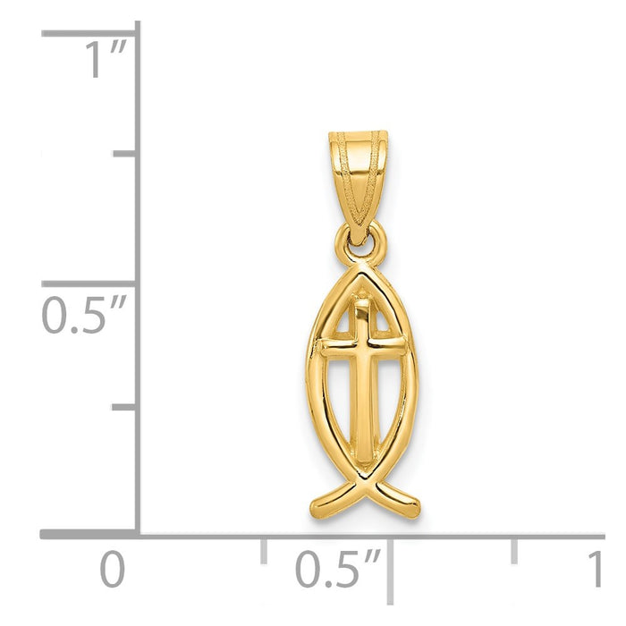 Million Charms 14K Yellow Gold Themed Ichthus Fish Charm