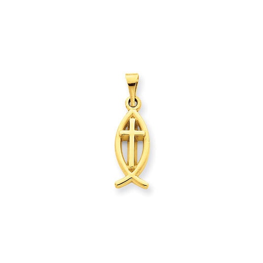 Million Charms 14K Yellow Gold Themed Ichthus Fish Charm