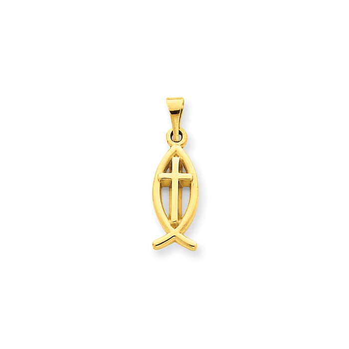Million Charms 14K Yellow Gold Themed Ichthus Fish Charm