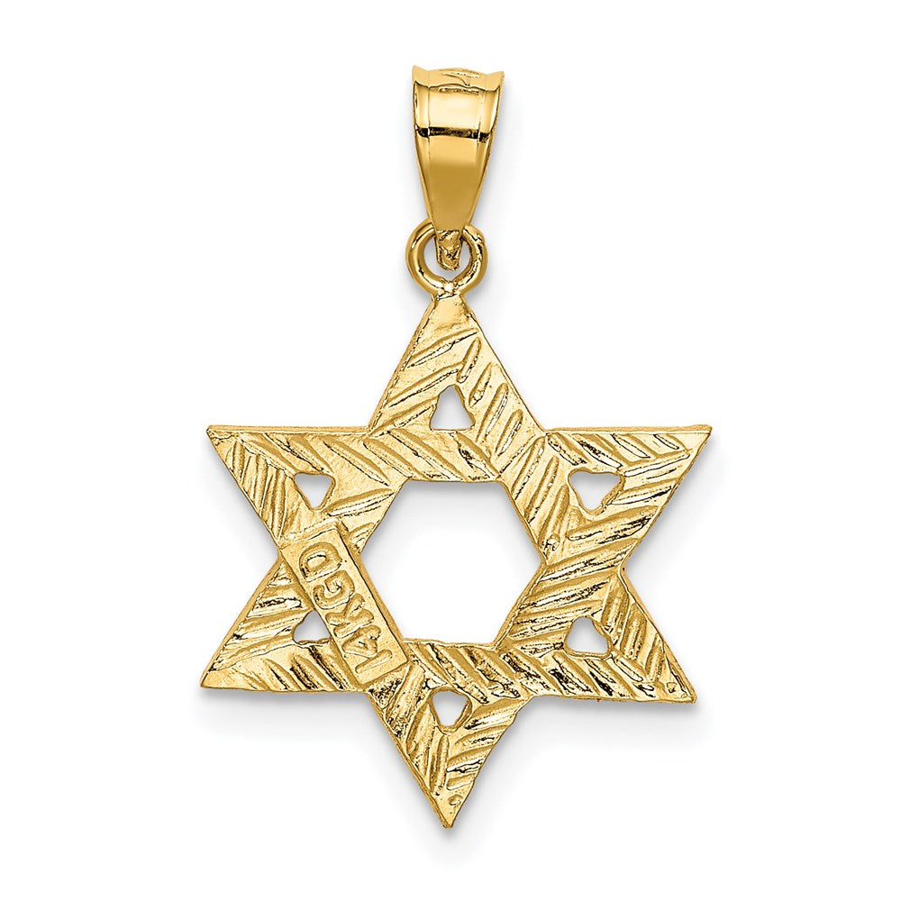 Million Charms 14K Yellow Gold Themed Solid Satin Religious Jewish Star Of David Charm