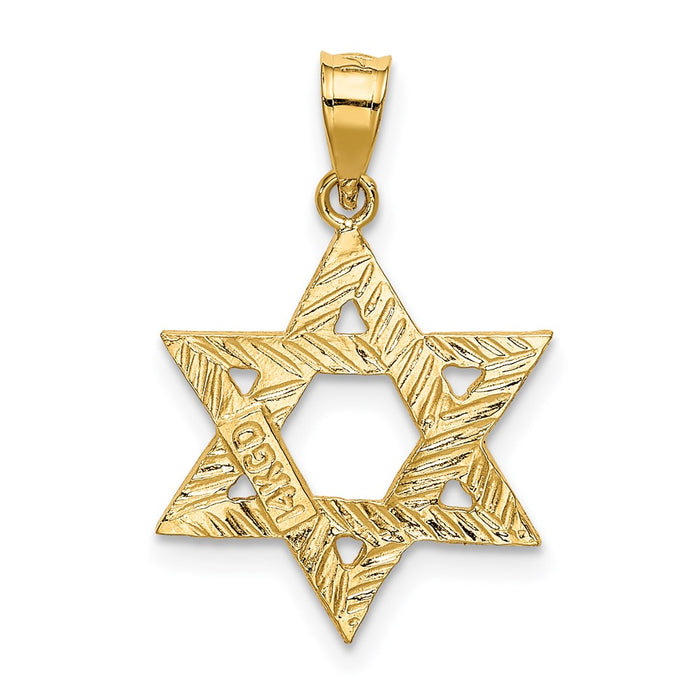 Million Charms 14K Yellow Gold Themed Solid Satin Religious Jewish Star Of David Charm