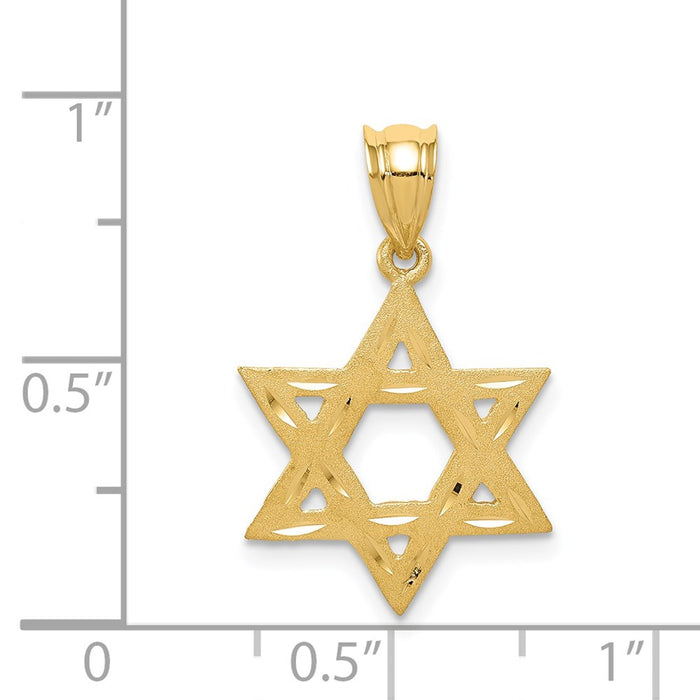 Million Charms 14K Yellow Gold Themed Solid Satin Religious Jewish Star Of David Charm