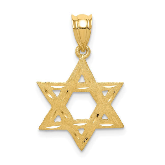 Million Charms 14K Yellow Gold Themed Solid Satin Religious Jewish Star Of David Charm
