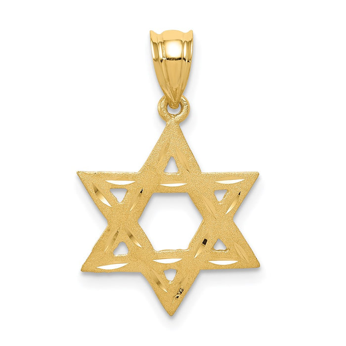 Million Charms 14K Yellow Gold Themed Solid Satin Religious Jewish Star Of David Charm