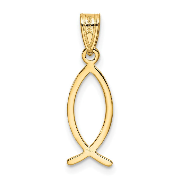 Million Charms 14K Yellow Gold Themed Ichthus Fish Pendant