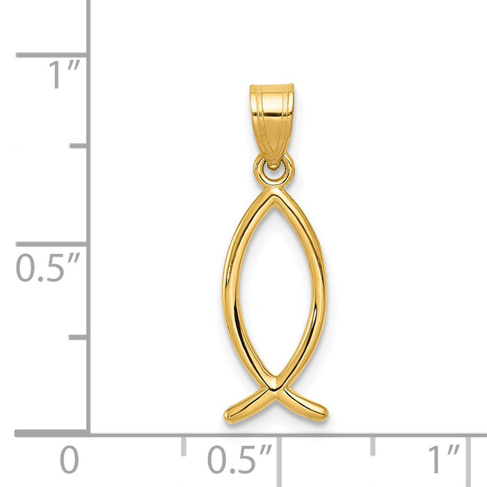 Million Charms 14K Yellow Gold Themed Ichthus Fish Pendant