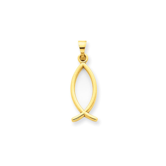 Million Charms 14K Yellow Gold Themed Ichthus Fish Pendant