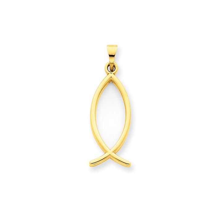 Million Charms 14K Yellow Gold Themed Ichthus Fish Charm