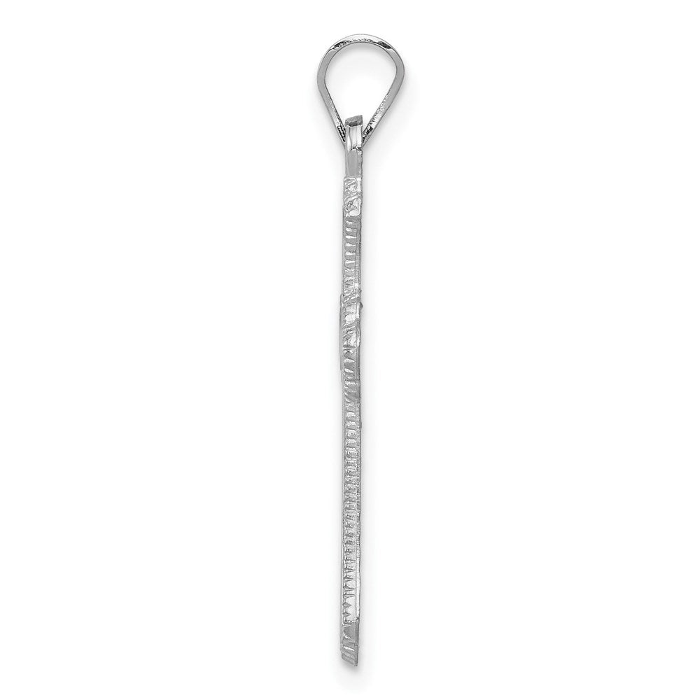 Million Charms 14K White Gold Themed Budded Relgious Cross Charm