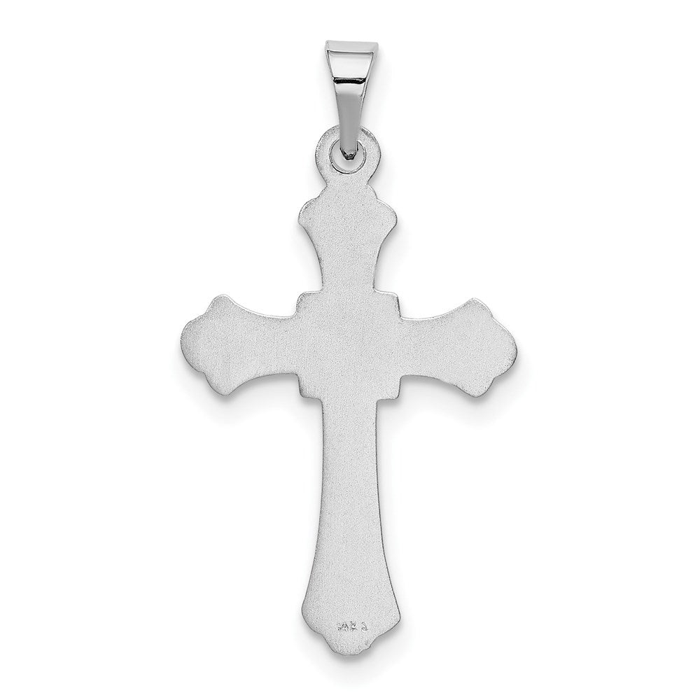 Million Charms 14K White Gold Themed Budded Relgious Cross Charm