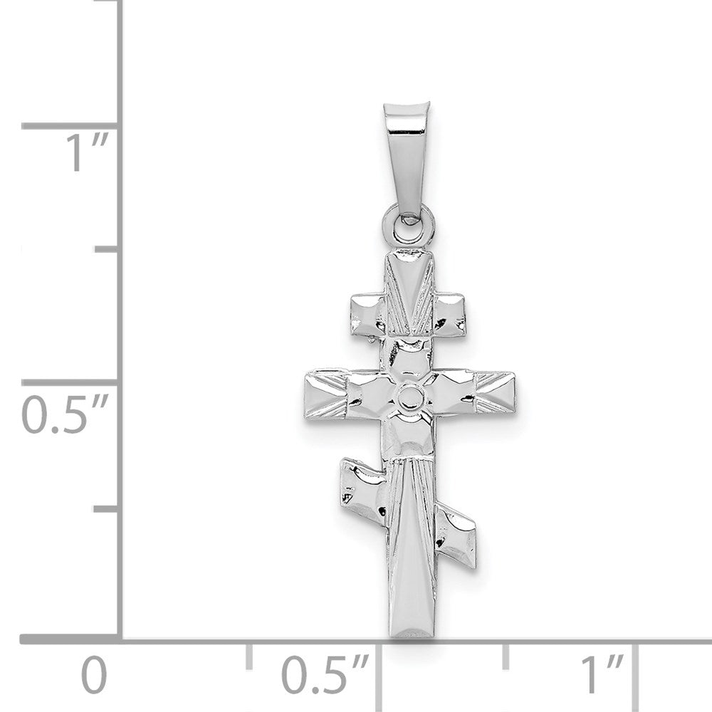 Million Charms 14K White Gold Themed Eastern Orthodox Relgious Cross Charm