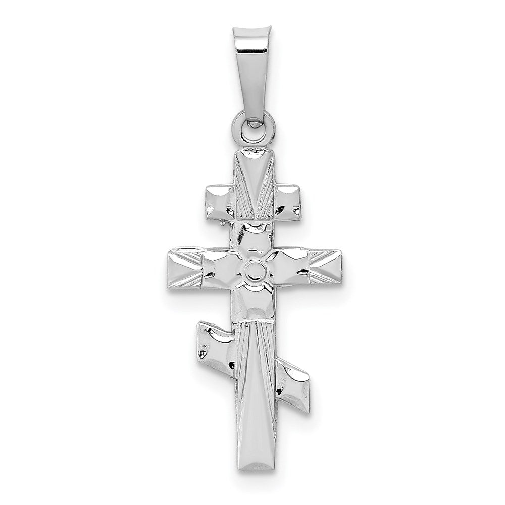 Million Charms 14K White Gold Themed Eastern Orthodox Relgious Cross Charm