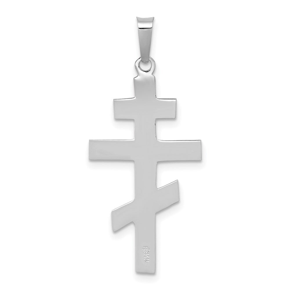 Million Charms 14K White Gold Themed Eastern Orthodox Relgious Cross Pendant