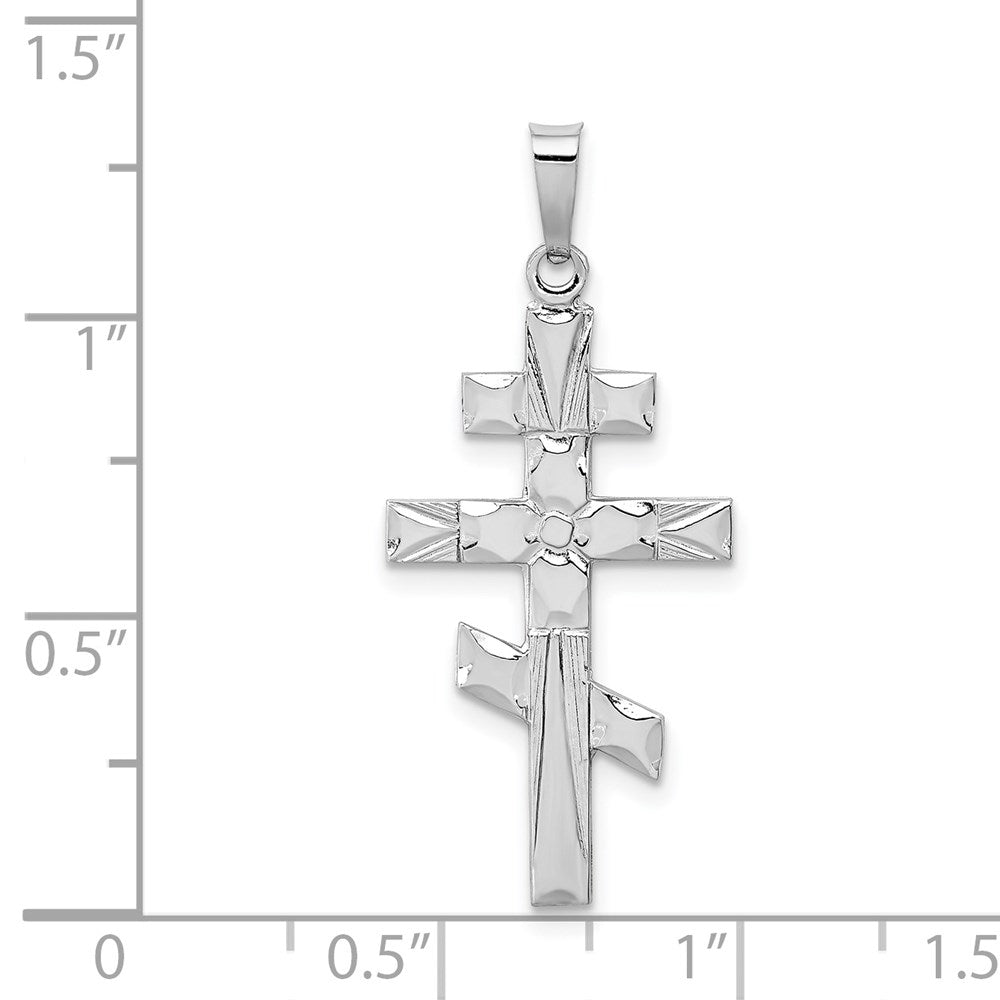 Million Charms 14K White Gold Themed Eastern Orthodox Relgious Cross Pendant