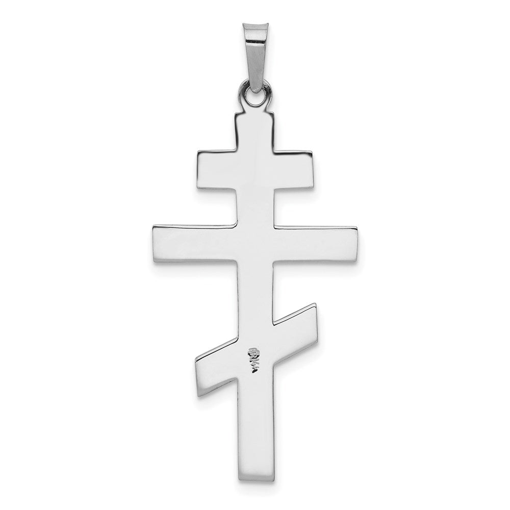 Million Charms 14K White Gold Themed Eastern Orthodox Relgious Cross Pendant