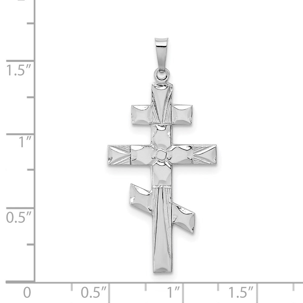 Million Charms 14K White Gold Themed Eastern Orthodox Relgious Cross Pendant