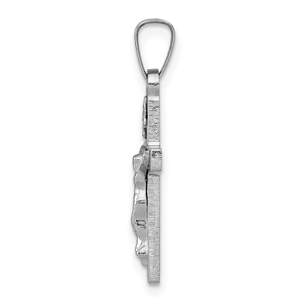 Million Charms 14K White Gold Themed Inri Relgious Crucifix Charm