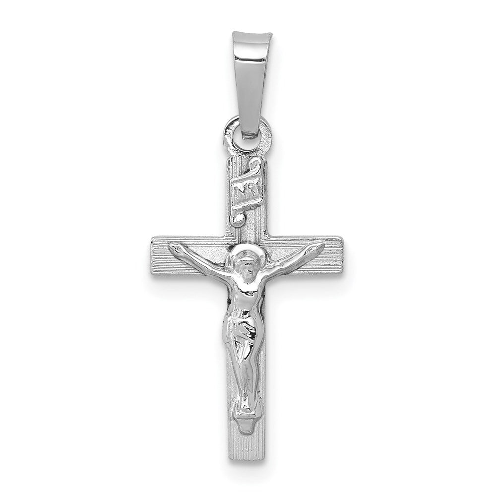 Million Charms 14K White Gold Themed Inri Relgious Crucifix Charm