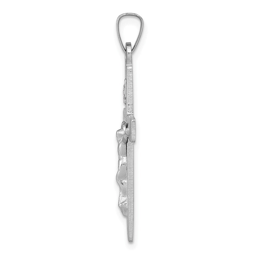 Million Charms 14K White Gold Themed Inri Relgious Crucifix Charm