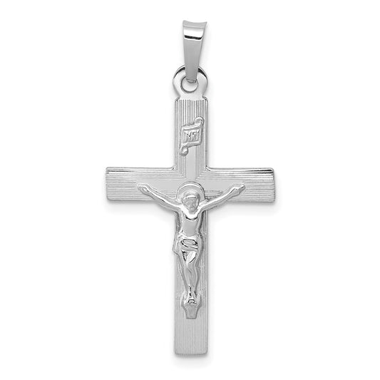 Million Charms 14K White Gold Themed Inri Relgious Crucifix Charm